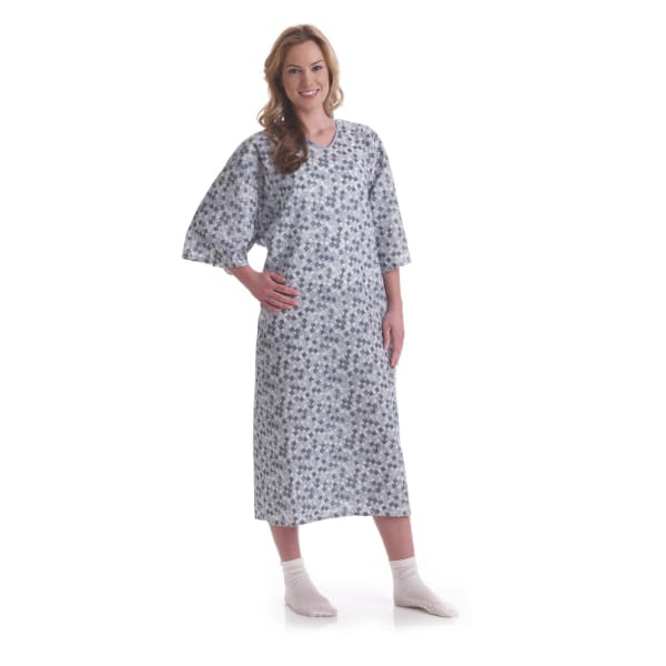 Medline PerforMAX Patient Gowns, Royale 2-Tone Blue, Pack Of 12