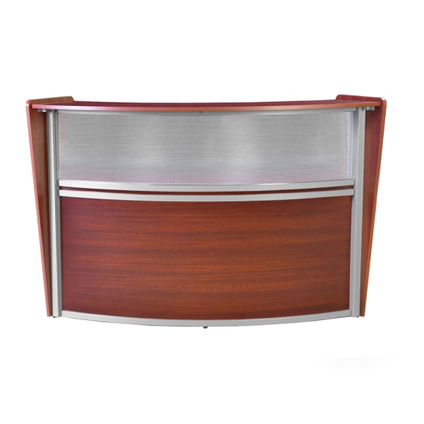 Regency Marque 72inW Single-Unit Curved Reception Desk Workstation, Cherry