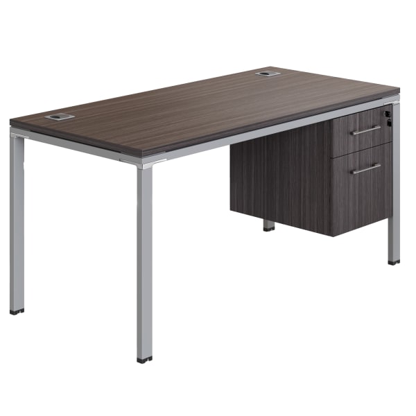 Boss Office Products Simple System Workstation Desk With Pedestal, 60in x 30in, Driftwood