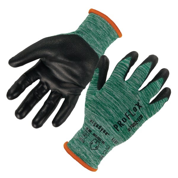 Ergodyne ProFlex 7002-ECO Polyethylene PU Coated Gloves, XS, 37% Recycled, Green