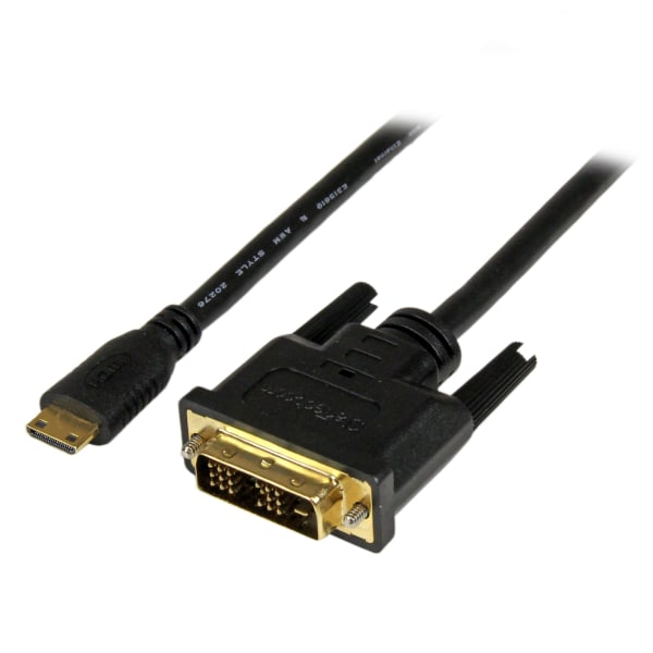 StarTech.com 1m Mini HDMI to DVI-D Cable - M/M - 3.28 ft DVI/HDMI Video Cable for Audio/Video Device, Projector, Notebook, Tablet PC, Camera - First End: 1 x HDMI (Mini Type C) Male Digital Audio/Video - Second End: 1 x DVI-D Male Digital Video