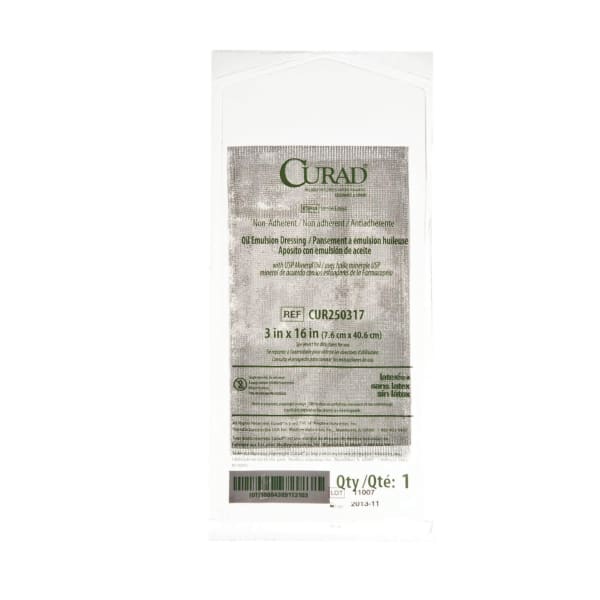 CURAD Sterile Oil Emulsion Gauzes, 3in x 16in, White, Box Of 36