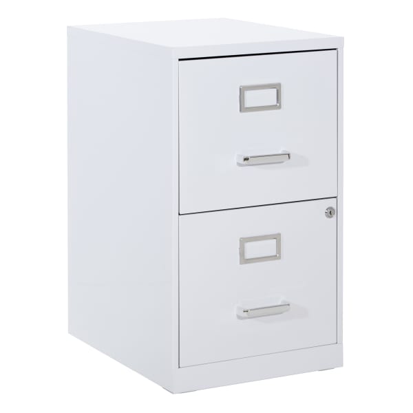 Office Star 20inD Vertical 2-Drawer Locking File Cabinet, White