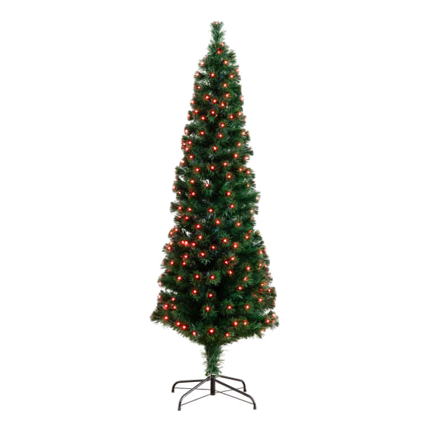 Nearly Natural Pine 72inH Artificial Fiber Optic Christmas Tree With LED Lights, 72inH x 22inW x 22inD, Green