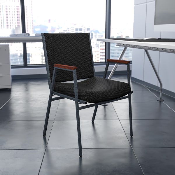 Flash Furniture HERCULES Series Stack Accent Chair With Arms, Black Patterned Fabric/Silvervein Frame