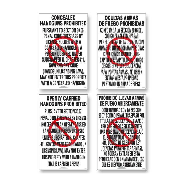 ComplyRight State Weapons Law Poster, English, Texas, 11in x 17in