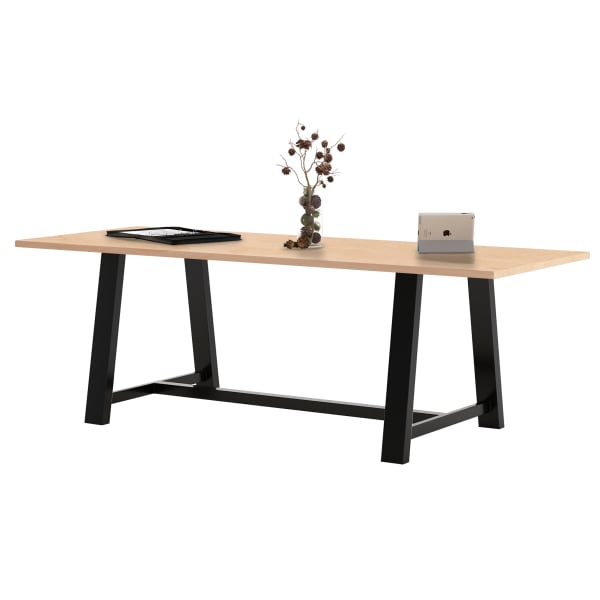 KFI Studios Midtown Standard Height Laminate Conference Table, 30inH x 96inW x 36inD, Maple/Black