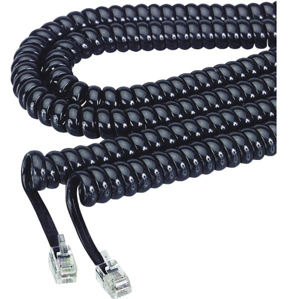Softalk Coiled Phone Cord, 12ft, Black, SOF48102