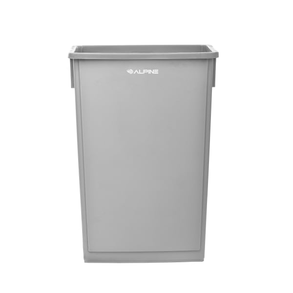 Alpine Rectangular Polypropylene Slim Trash Can, 23 Gallons, Gray