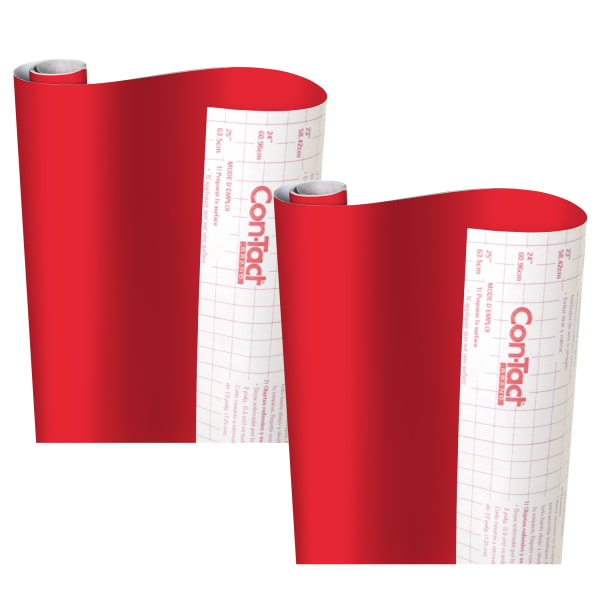 Con-Tact Brand Self-Adhesive Creative Covering, Red, 18in x 16', Pack Of 2 Coverings