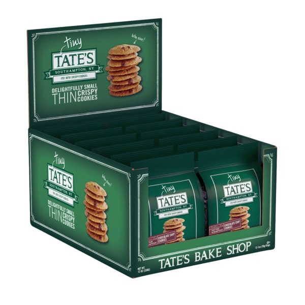 Tates Bake Shop Tiny Tates Chocolate Chip Cookies, 1 Oz, 12 Bags Per Pack, Set Of 2 Packs