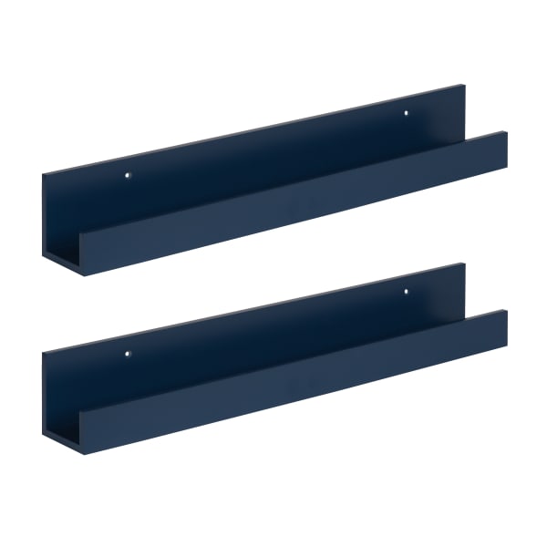 Kate and Laurel Levie Floating Shelf Wall Ledges, 3-1/2inH x 24inW x 3-9/16inD, Navy Blue, Set Of 2 Ledges
