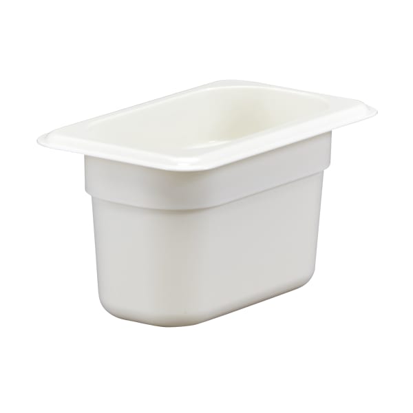 Cambro Camwear GN 1/9 Size 4in Food Pans, 4inH x 4-1/4inW x 7inD, White, Set Of 6 Pans