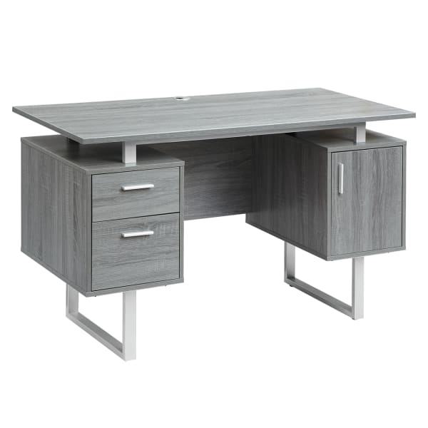 Techni Mobili 52inW Modern Computer Desk With Storage, Gray