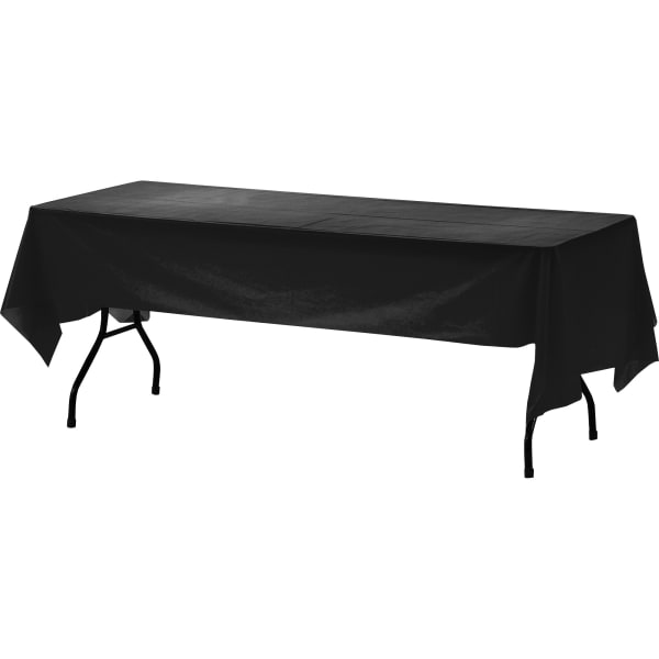 Genuine Joe Plastic Table Covers - 108in Length x 54in Width - Plastic - Black - 6 Pack - 4 / Carton