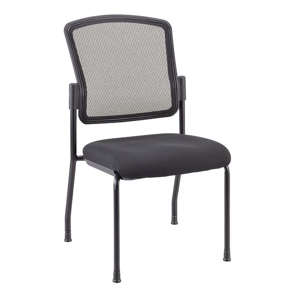 WorkPro Spectrum Series Mesh/Fabric Stacking Guest Chair, Armless, Black, Set Of 2 Chairs, BIFMA Compliant
