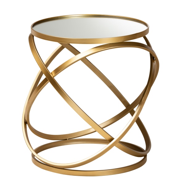 Baxton Studio Glam And Luxe Mirrored Glass End Table, 20-5/16in x 16-15/16in, Gold