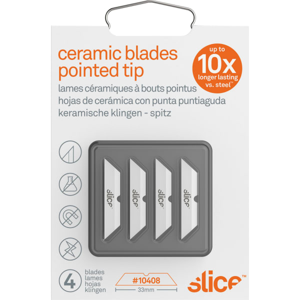 Slice Pointed Tip Ceramic Cutter Blades - 1.30in - Pointed Tip, Rust Resistant, Dual-sided, Non-magnetic, No - SLI10408