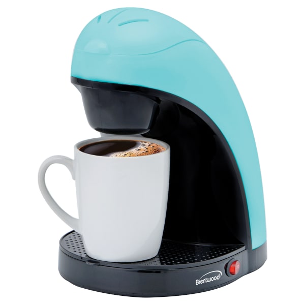 Brentwood Single-Serve Drip 1-Cup Coffee Maker With Ceramic Mug, Blue