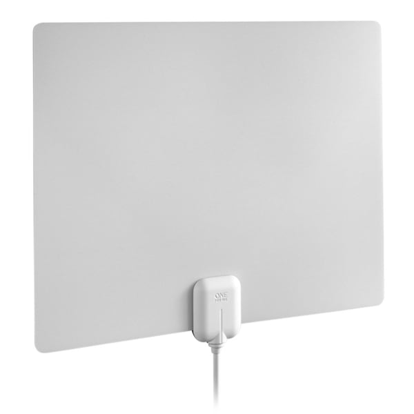 One For All Ultra-Thin Amplified Indoor Flat HDTV Antenna with up to 60-Mile Reception Range, White