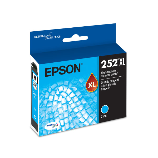 Epson 252XL DuraBrite Cyan Ultra-High-Yield Ink Cartridge, T252XL220-S