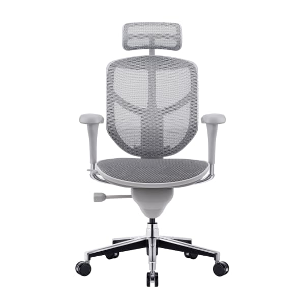 WorkPro Quantum 9000V2 Series Ergonomic Mesh/Fabric High-Back Chair With Headrest, Gray/Gray, BIFMA Compliant