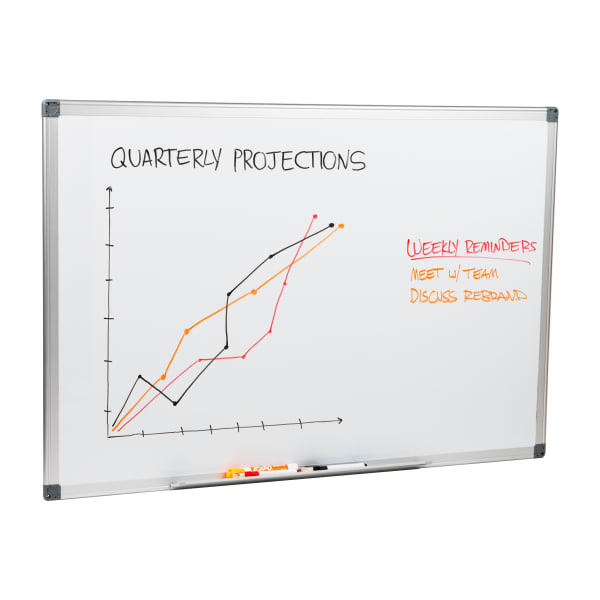 Mind Reader Magnetic Dry Erase White Board Wall Mount Eraser Marker Shelf, 1/2inH x 23-1/2inW x 35-1/2inL, White