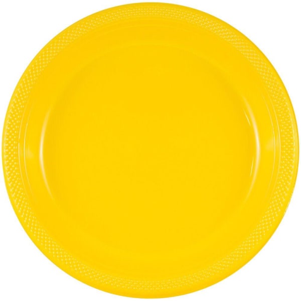 JAM PAPER Round Plastic Party Plates, Medium, 9 inch, Yellow, 20/Pack