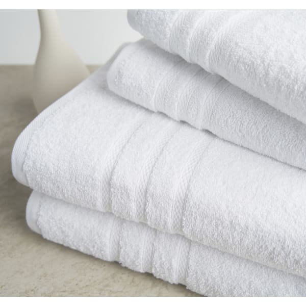 HSM Bath Towels, Dolce Vita, 27in x 54in, White, Diamond Dobby Border, Total Qty 24