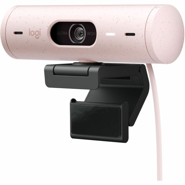 Logitech Brio 500 Full HD webcam, auto framing, noise-reducing mics, privacy shutter, streaming & video calling, Rose - 1920 x 1080 Video - Auto-focus - 90 deg. Angle - 4x Digital Zoom - Microphone - Notebook, Monitor, Display Screen