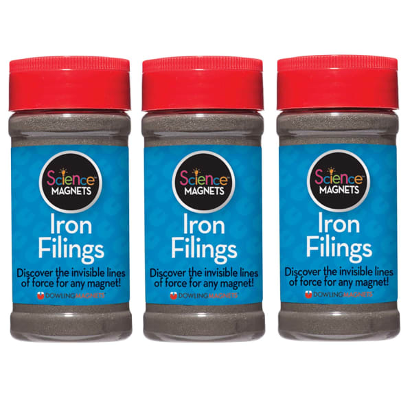 Dowling Magnets Iron Filings, 12 Oz, Gray, Grade 3 to 12, Set Of 3 Jars