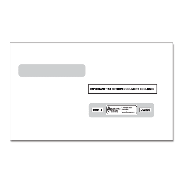 ComplyRight Double-Window Envelopes For W-2 (5214) Tax Forms, 5-5/8in x 9in, Moisture-Seal, White, Pack Of 100 Envelopes