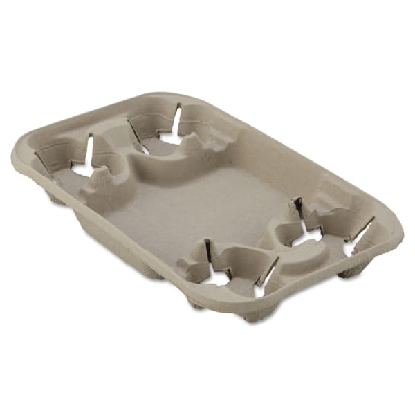 Chinet StrongHolder Molded Fiber Cup/Food Trays, 8 Oz To 22 Oz, 4 Cups, Beige, Case Of 250 Trays