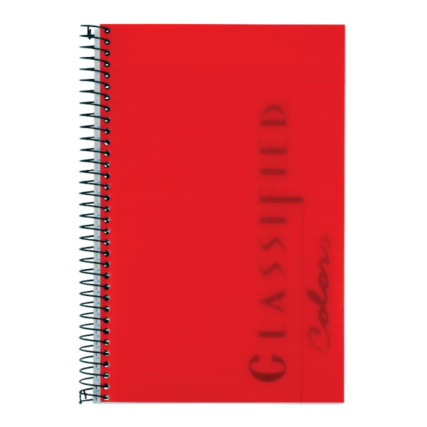 TOPS Classified Colors Business Notebook, 5 1/2in x 8 1/2in, 1 Subject, Narrow Ruled, 100 Sheets, Ruby Red Cover