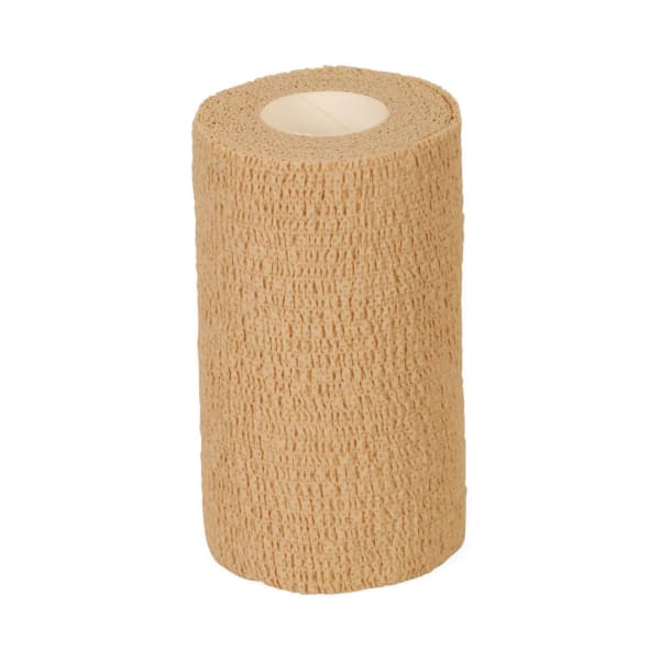 Medline Caring Non-Sterile Latex Self-Adherent Wraps, 4in x 5 Yd., Tan, Pack Of 18
