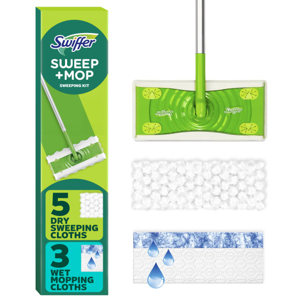 Swiffer Sweep And Mop 2-in-1 Dry + Wet Floor Mopping And Sweeping Kit, 23-1/16in x 5in