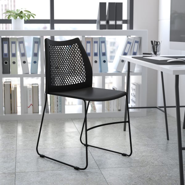 Flash Furniture HERCULES Series Sled-Base Stack Chair With Air-Vent Back, Navy