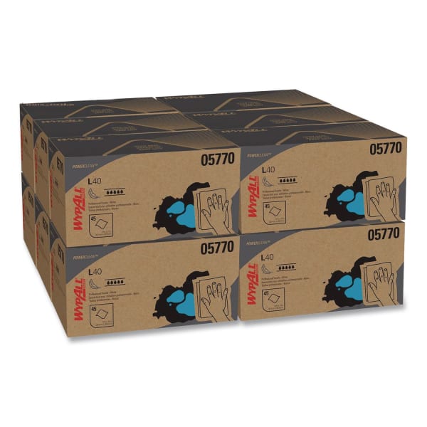 Wypall Power Clean L40 Extra Absorbent Towels - 12in Width x 23in Length - White - 45 Box - 12 / Carton
