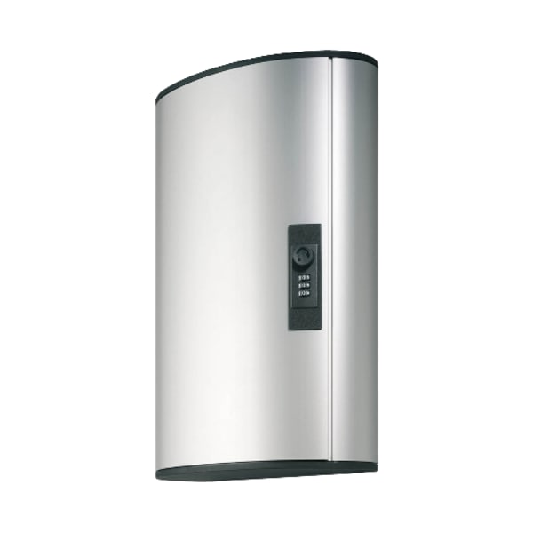 Durable 36-Key Locking Tag-Style Aluminum Key Cabinet, 11in x 11 3/4in x 4 5/8in, Silver