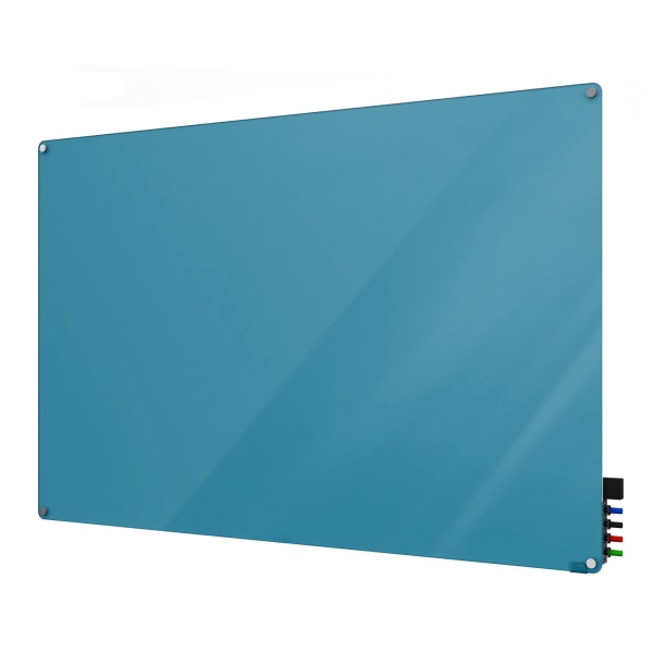 Ghent Harmony Magnetic Glass Unframed Dry-Erase Whiteboard, 36in x 48in, Blue