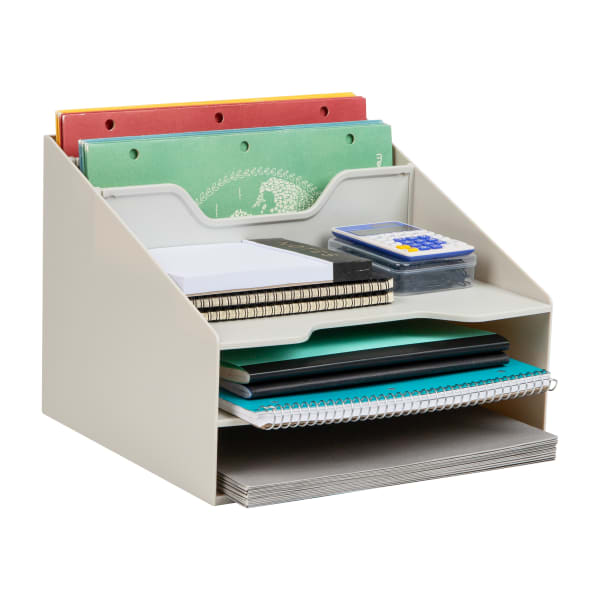 Mind Reader Desktop Organizer, 9-1/2inH x 11-3/4inW x 12-1/2inD, Beige