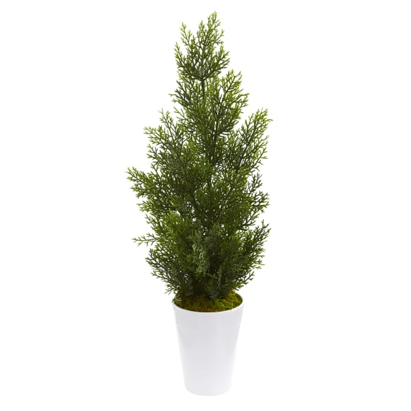 Nearly Natural Cedar Pine 27inH Artificial Indoor/Outdoor Mini Tree With Decorative Planter, 27inH x 13inW x 13inD, Green
