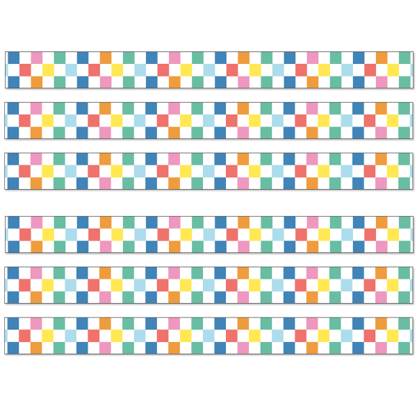 Carson Dellosa Education Straight Border, We Stick Together Checkered Rainbow, 36ft Per Pack, Set Of 6 Packs