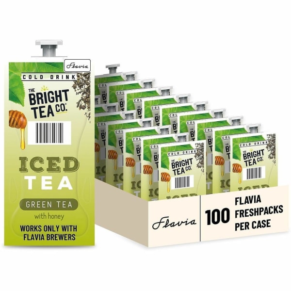 The Bright Tea Co. Iced with Honey Green Tea Freshpack - Compatible with Flavia Creation 300 with Chill Refresh Module, Flavia Creation 600 with Chill Module - Green Tea - 100 / Carton
