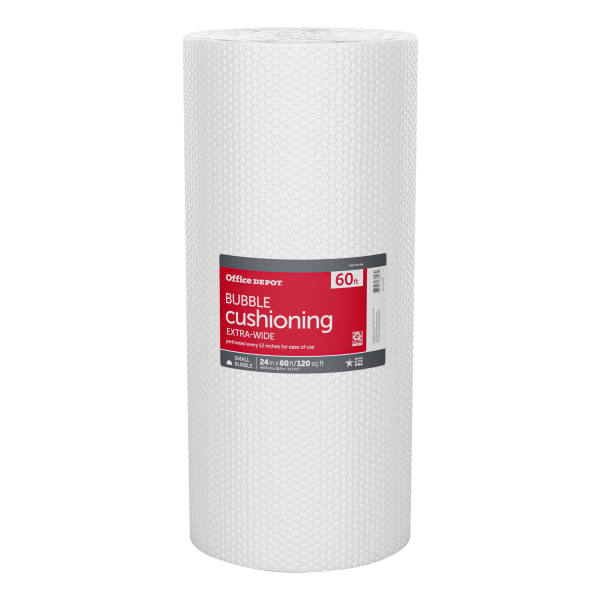 Office Depot Brand Small Bubble Cushioning, Extra-Wide, 3/16in Thick, Clear, 24in x 60ft