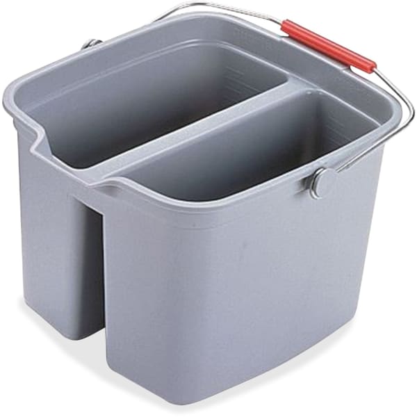 Rubbermaid Commercial Double Pail - 4.25 gal - Sturdy Handle - 10.1in x 13.9in - Plastic - Gray - 6 / Carton