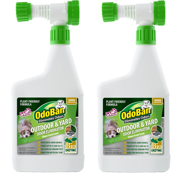OdoBan Outdoor and Yard Odor Eliminator, Clean Fresh Scent, 32 Oz, Set Of 2 Bottles