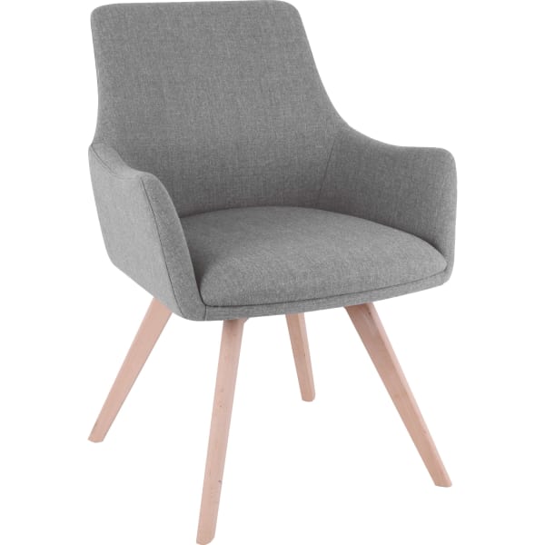 Lorell Flannel Guest Chair With Wood Legs, Gray