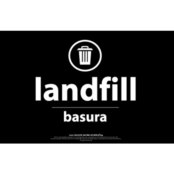 Recycle Across America Landfill Standardized Recycling Labels, LAND-5585, 5 1/2in x 8 1/2in, Black