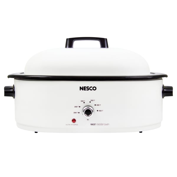 NESCO 18-Qt 1,450-Watt Portable Slow Cooker With Porcelain Cookwell, White
